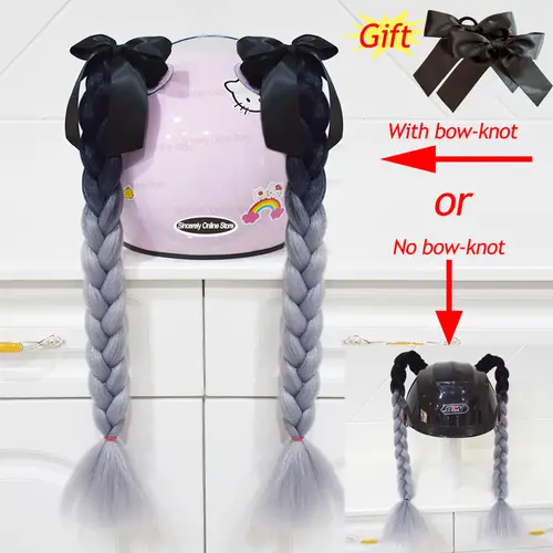 2pcs Quality Braids For Motorcycle Helmet Ponytail Sucker Braids Wig For Woman Helmet Decor Ears Twist Accessories 164 Colors - Image 11