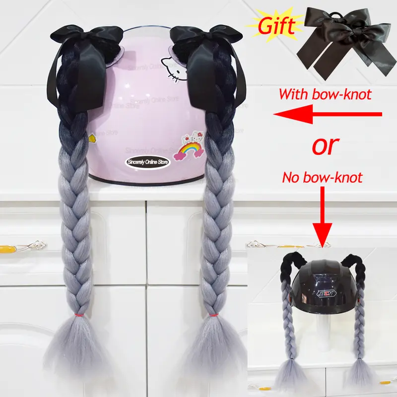 2pcs Quality Braids For Motorcycle Helmet Ponytail Sucker Braids Wig For Woman Helmet Decor Ears Twist Accessories 164 Colors - Image 11