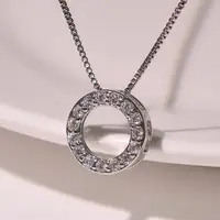 Huitan New Trendy Circle Necklace with Cubic Zirconia Simple Stylish Clavicle Chain Necklace for Women Wedding Eternity Jewelry 2