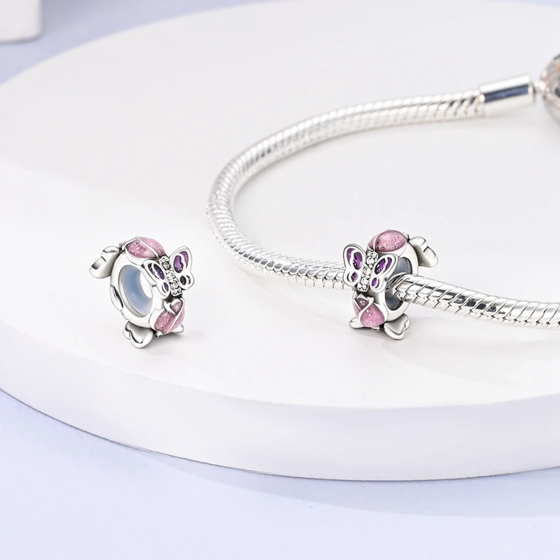 New Sparkling 925 Sterling Silver Clasp Round Clip Charms Daisy Feather Fit Original Pendant Beads Safety Chain Bracelet Jewelry 5