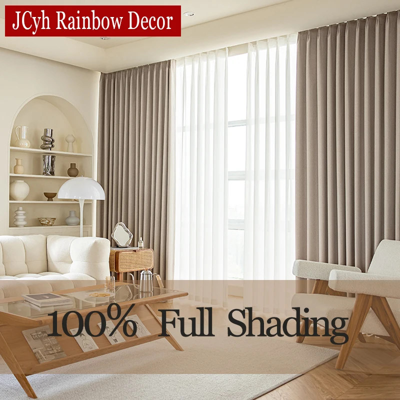 Modern Hall Beige Blackout curtains for Living Room Bedroom Opaque Curtain Windows Full Shad Japanese Thermal Blinds Drapes - Image 2