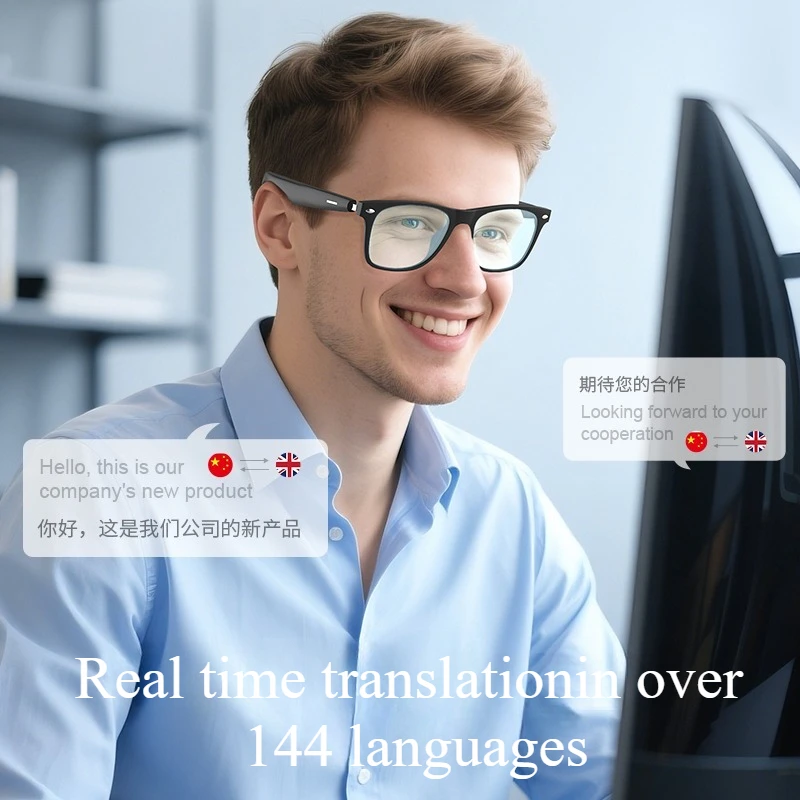 Wireless Bluetooth Smart Glasses Real Time Translation Headphones