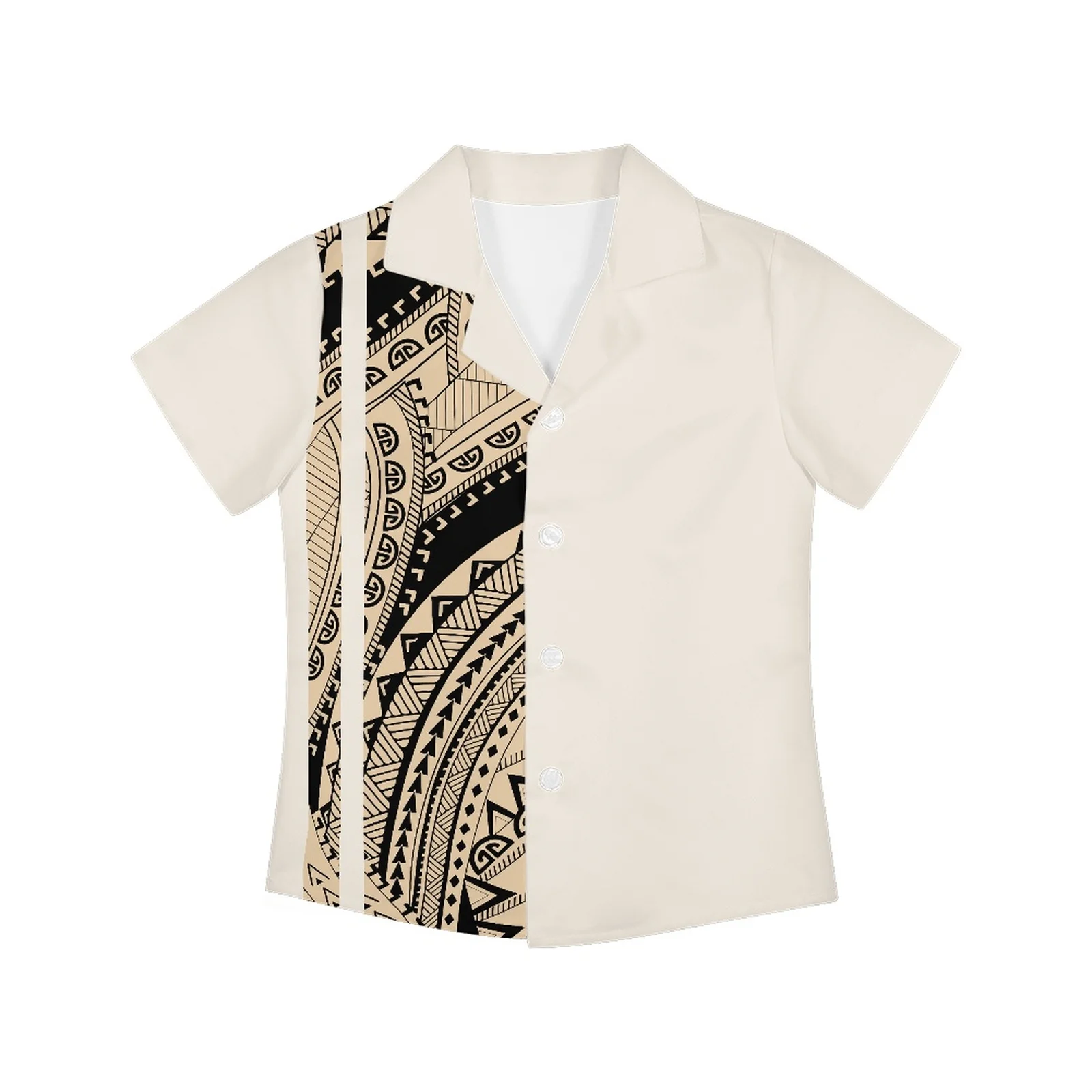 

Polynesian Tribal Samoan Totem Tattoo Samoa Prints Baby Toddler Teenage Clothes Turn-down Collar Kids Shirt For Boys Children