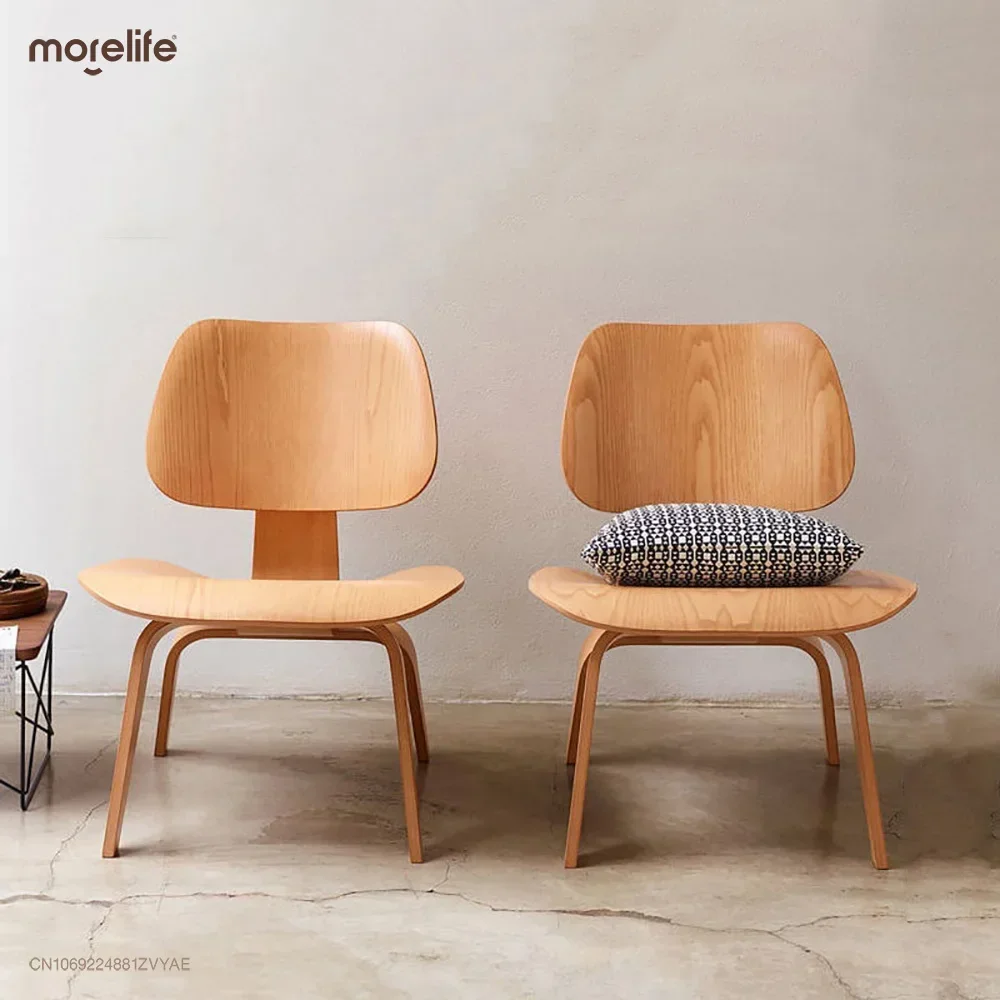 Molded Plywood Simple Leisure Chair Armchair Wood Legs Natural Living Room Century Wood Replica Accent Chairs Home Furniture dining chair