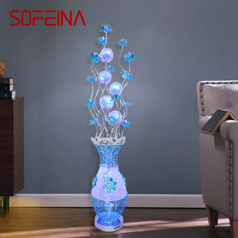 

SOFEINA Nordic Blue Floor Lamp Fashionable Modern Living Room Bedroom Hotel Aluminum Wire LED Originality Decorative Light