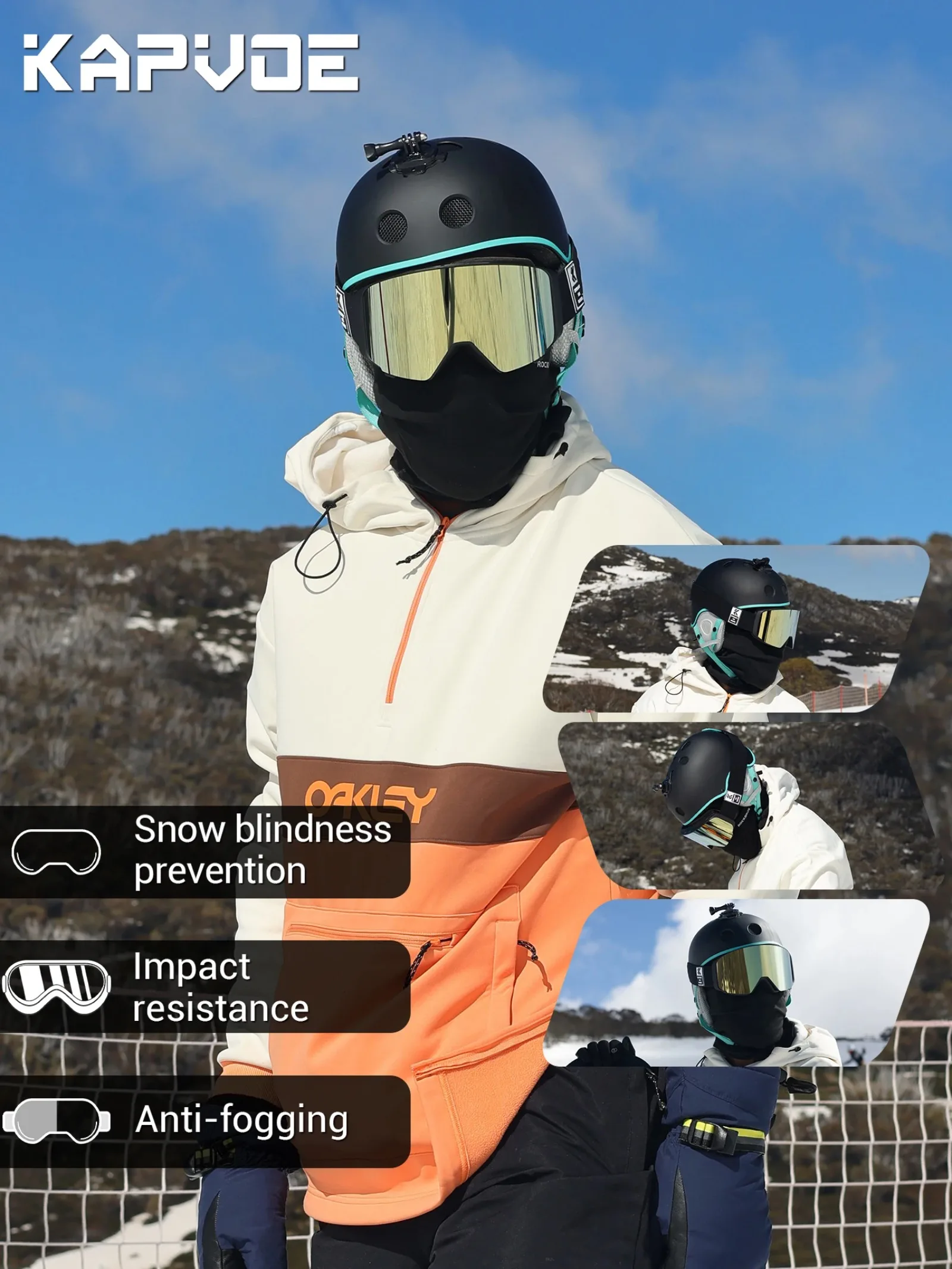 Kapvoe Flip Ski Goggles Photochromic Set Winter Professional Men Women Magnetic Quick-Change Anti-Fog Snowboard Goggles Adults