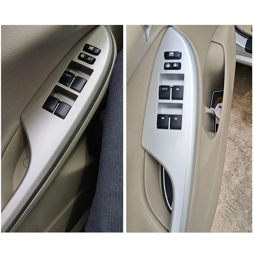 

Car Front Left Window Glass Lift Switch Panel Armrest Stickers Cover Decor Trim Bezel For Toyota Corolla 2009-2013 Accessories