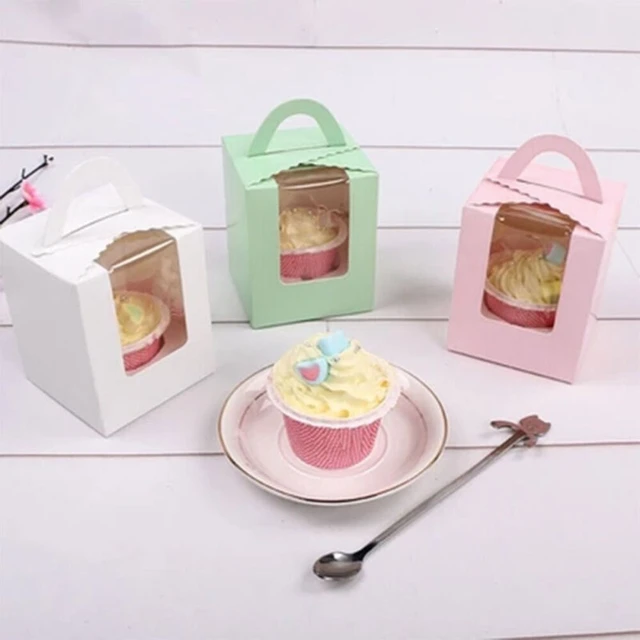 5pcs Mini Transparent Window Portable Cup Cake Box Portable Muffin Box Gift  Bags Festive Party Supplies - AliExpress