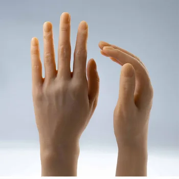 Mano di manichino maschile in Silicone reale per Display orologio gioielli Nail Art arti della mano dito fisso pieghevole modello di regolazione mano
