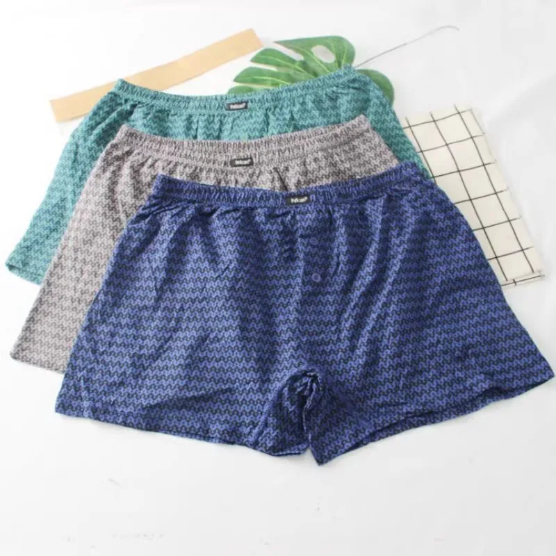 Summer Underwear Shorts For Men Cotton Loose Middle Waist Pajama Pants Sleep Bottoms