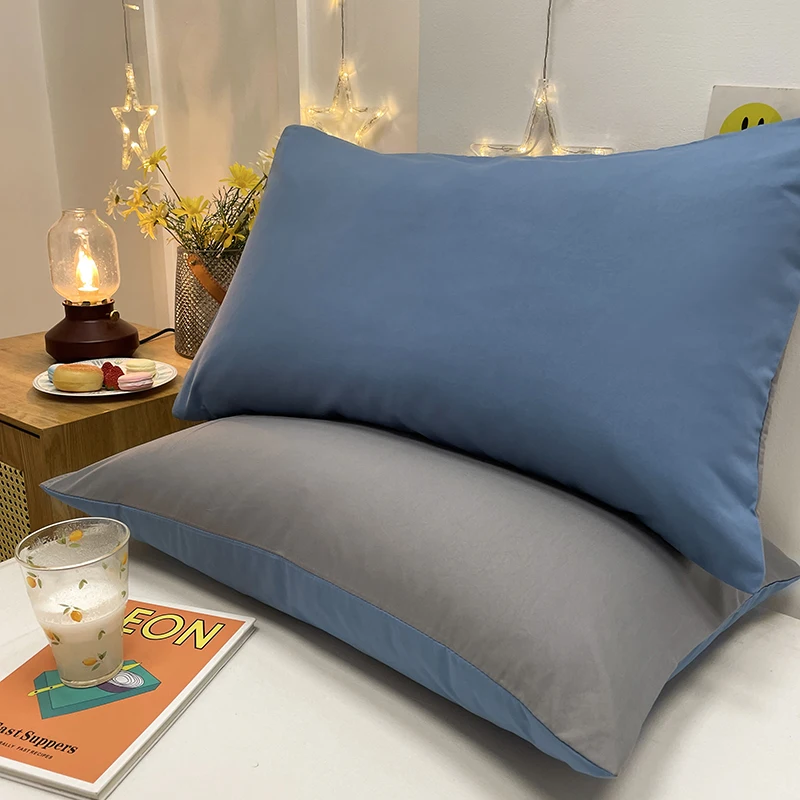 1pc 100% Cotton Brushed Color Block Pillowcase - Super Soft & Cozy, Wrinkle & Fade Resistant, Envelope Closure Design