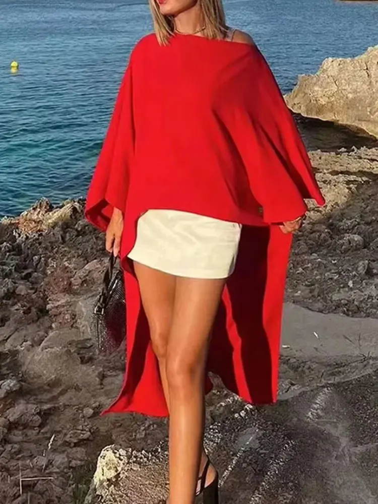 HH Women Asymmetrical Dress Solid Casual Loose Cape Style Long Dresses 2024 Woman Elegant Evening Dress vestido