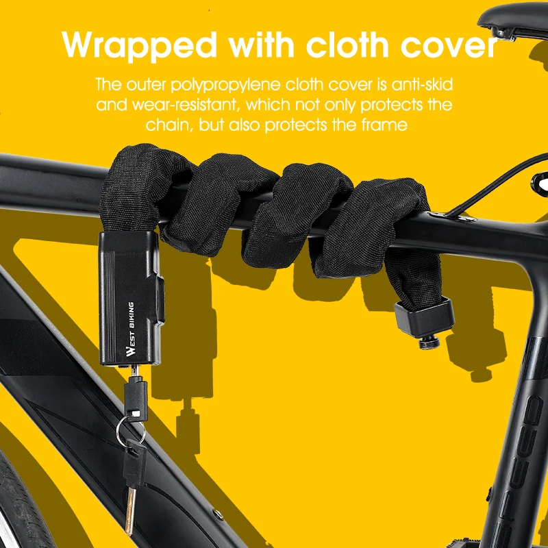 WEST BIKING Anti-theft Bicycle Lock Strength Security Chain Lock