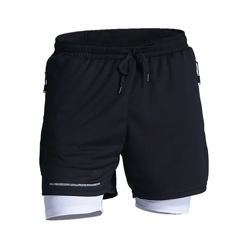 New Men's Sport Shorts Quick Dry Running Pants Double Layer Fitness Training Three-Quarter Length Marathon Competition Five-Quar