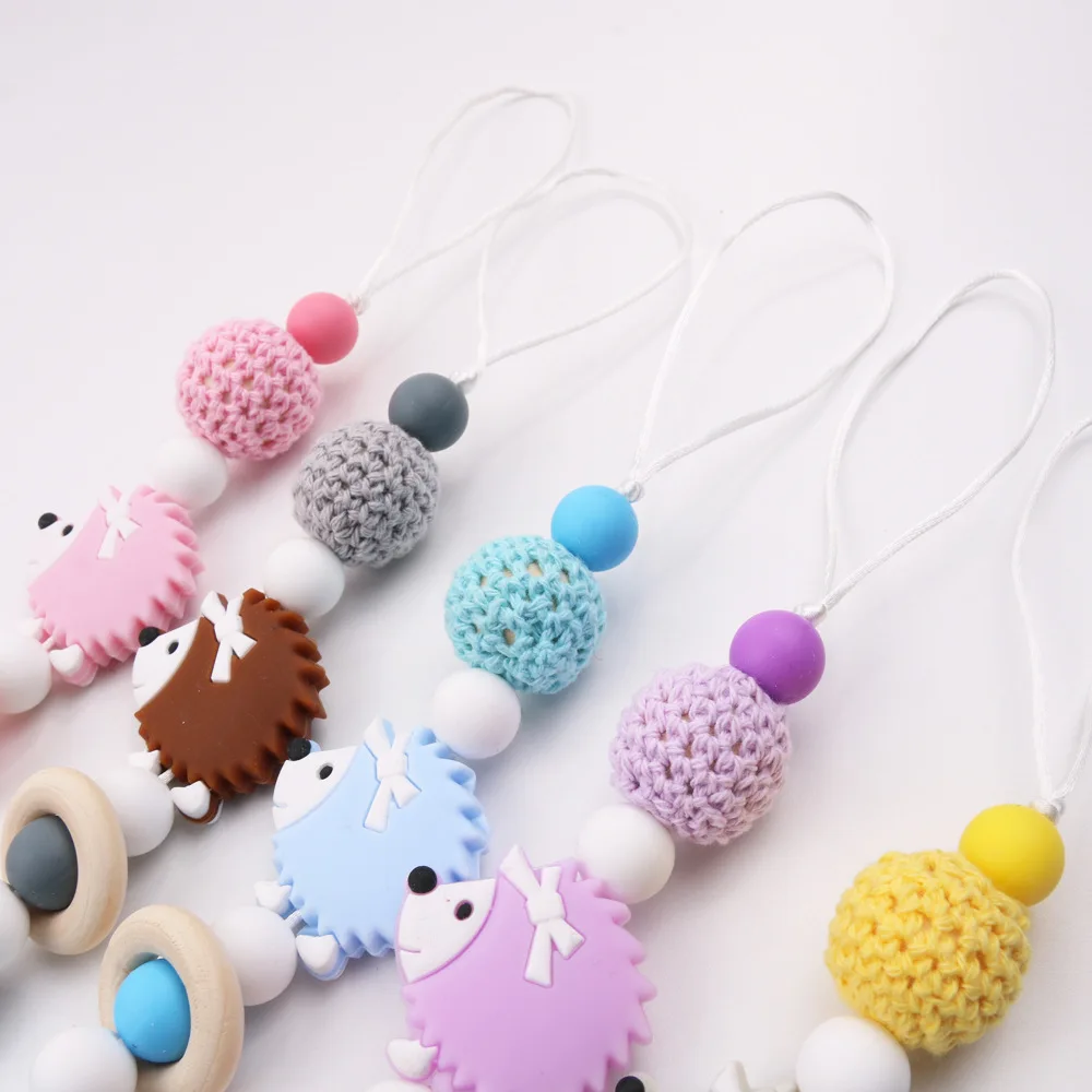 Pacifier Chain Pacifier Clip Pacifier Accessories Baby Pacifier Clip Chain Food Grade Hedgehog Silicone Beads Infant Pacifier Holder Nipple Chain Gift