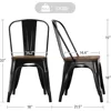 18 Inch Classic Iron Metal Dining Chair with Wood Top/Seat Indoor-Outdoor Use Chic Dining Bistro Cafe Side Barstool 3