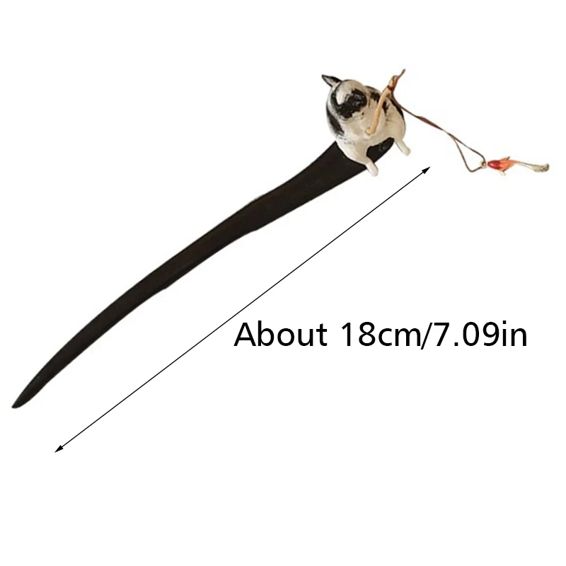 Chinese Style Wooden Hair Stick Cute Cat Fishing Tassel Hairpin Chopstick Jewelry Women Girls Hair Accessories Headwear Gift