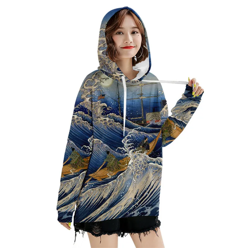 Men Hip Hop Hoodie Sweatshirt Embroidery Crane Harajuku Streetwear Hoodies Fleece 2022 Autumn Winter Hooded Pullover Oversized