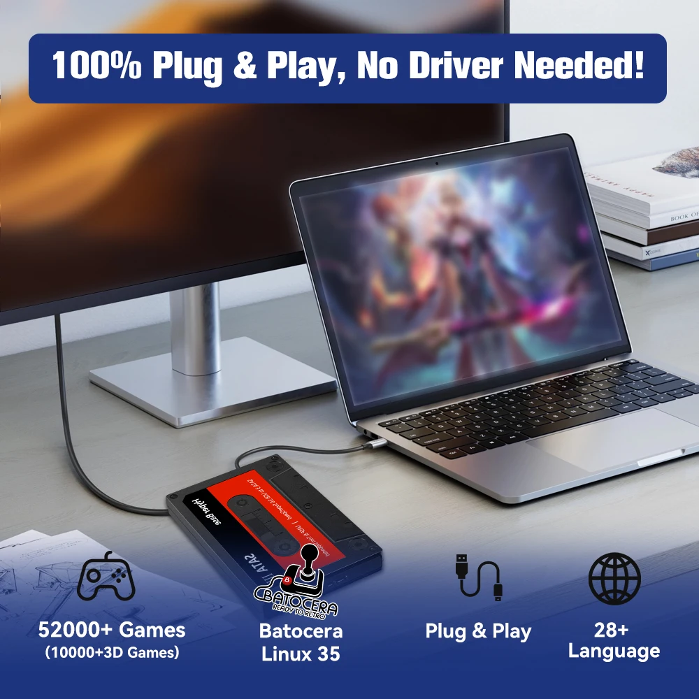 Jmachen-ポータブルゲームhdd,Linux, 500g,2テラバイトbatocera,52000