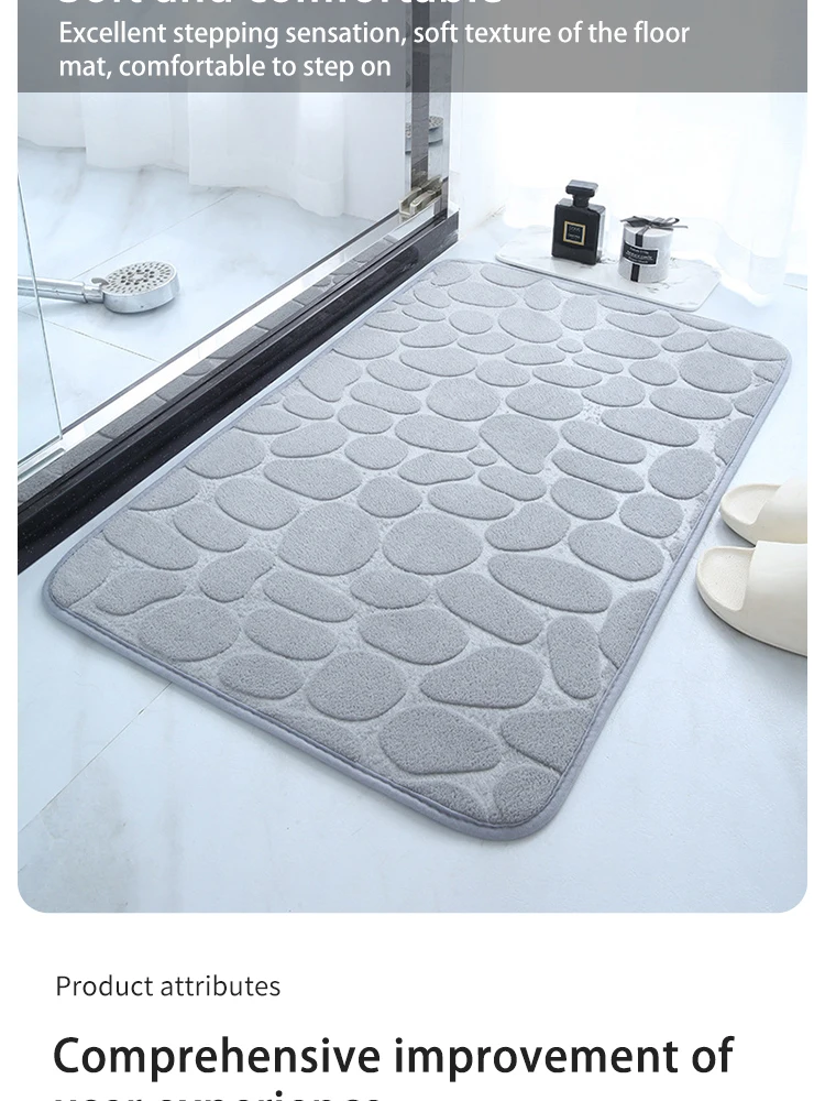 Description Picture 3 of item1 Embossed Pebble Bath Rug, Memory Foam Absorbent Floor Mat, Non-Slip Door Rug, Indoor Floor Mat, Bathroom Accessories