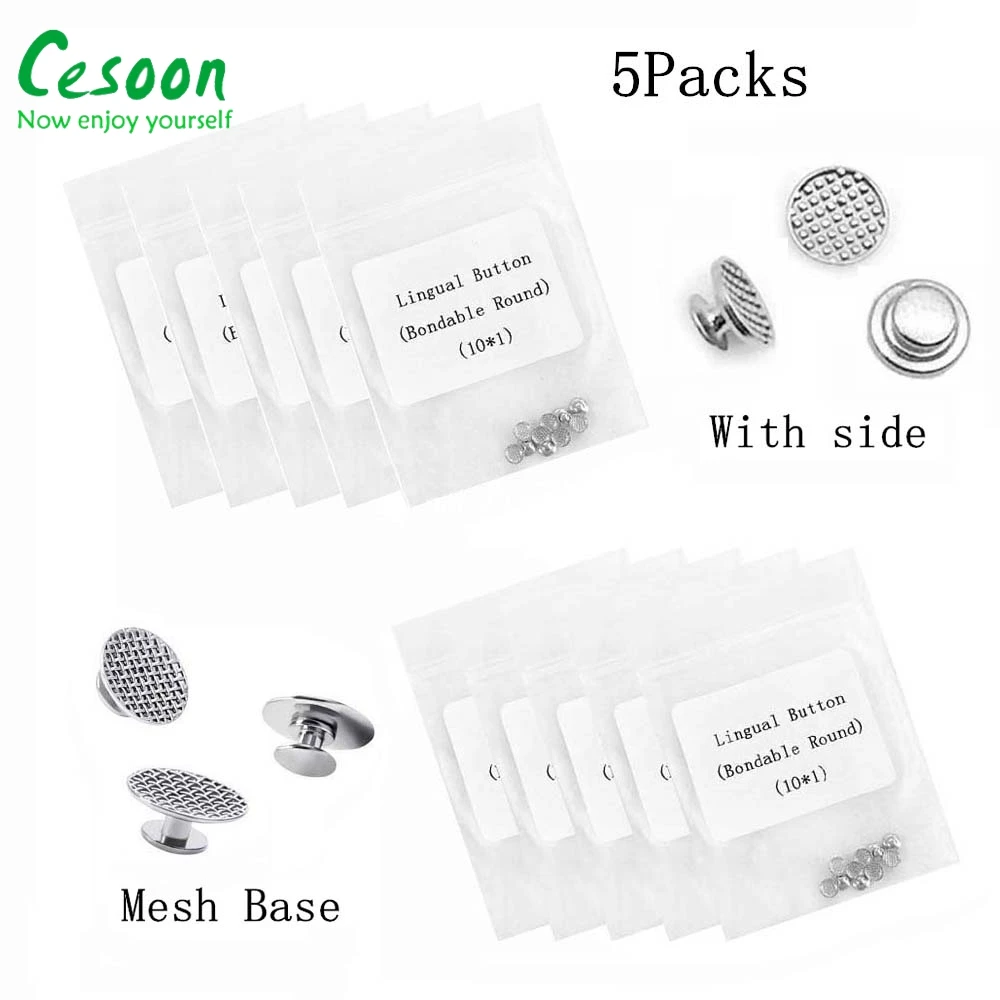 

5Packs Dental Orthodontic Lingual Buttons Metal Bondable Traction Hook Round Mesh Base Monoblock Dentista Braces Ortho Material