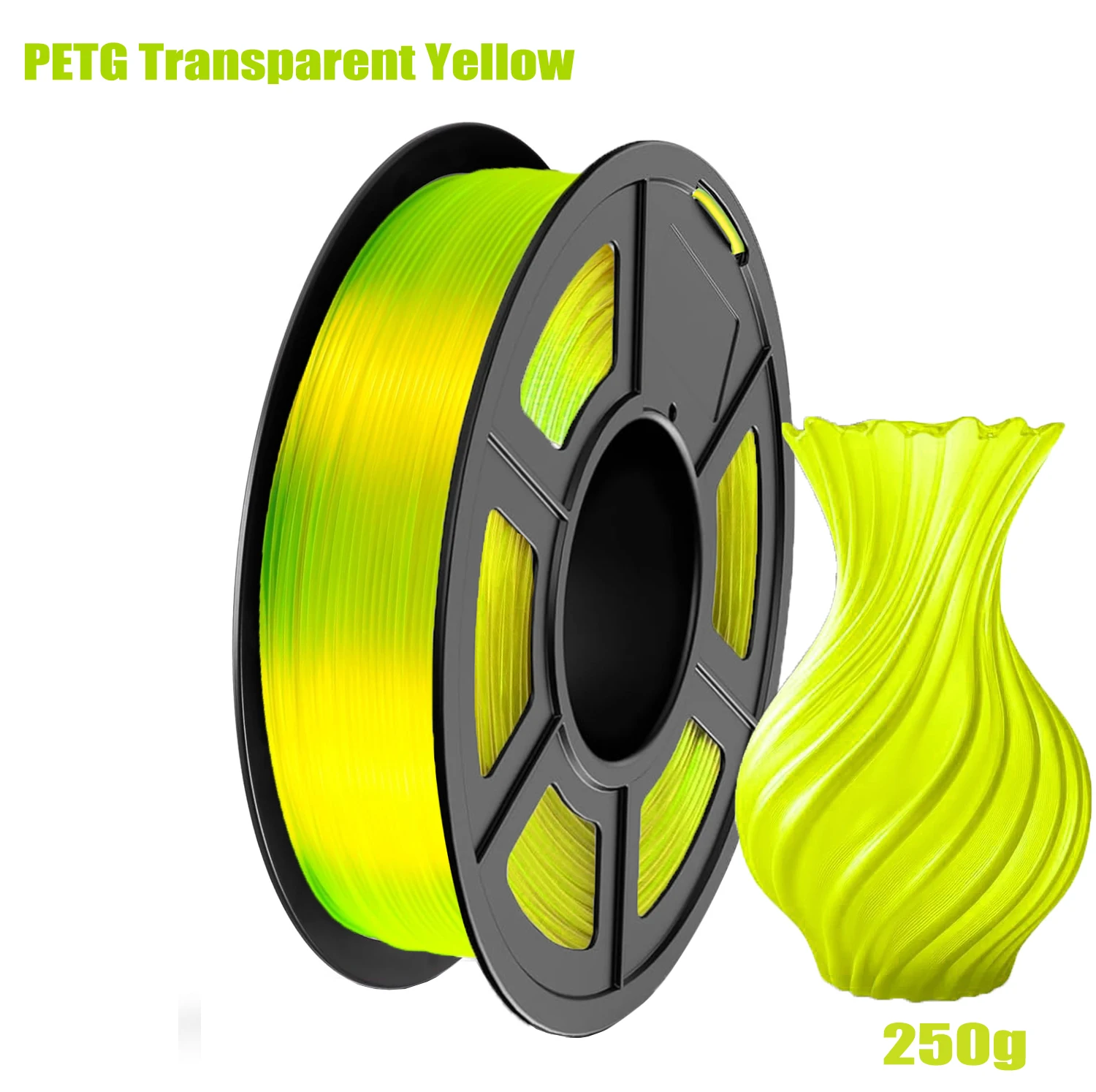 פילמנט PETG 1.75mm פילמנט למדפסת תלת-ממד, דיוק ממדי +/- 0.02 mm, (צהוב שקוף)