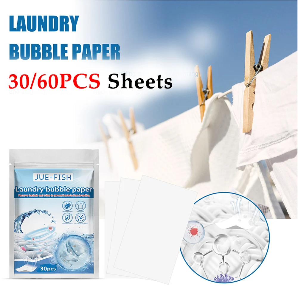 30/60pcs Laundry Detergent Sheets Concentrated Laundry Soap Sheets Decontamination Deep Cleaning for Children Clothes Bra