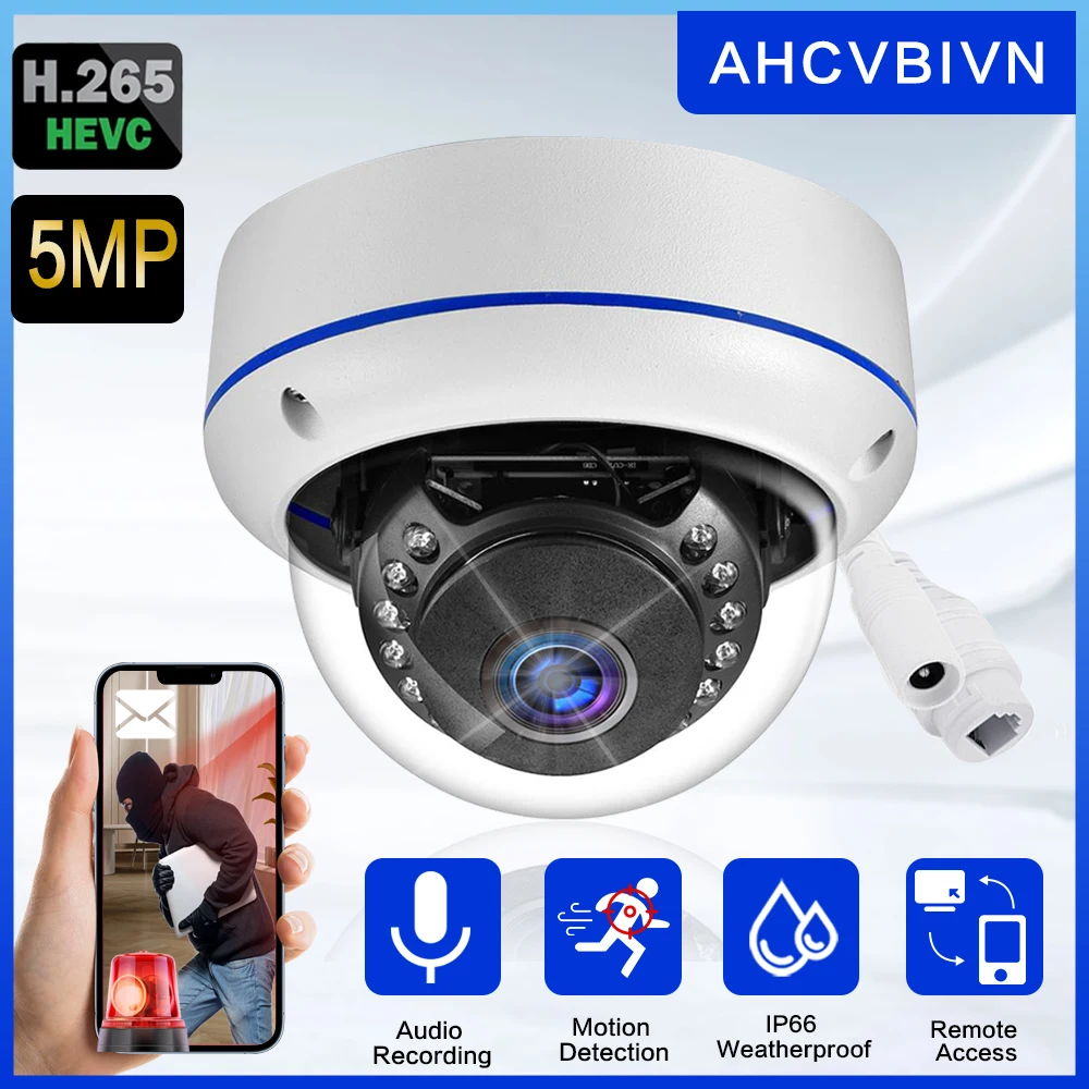 

Ultra high definition 5MP motion detection monitoring security video outdoor waterproof device dome POE IP camera infrared