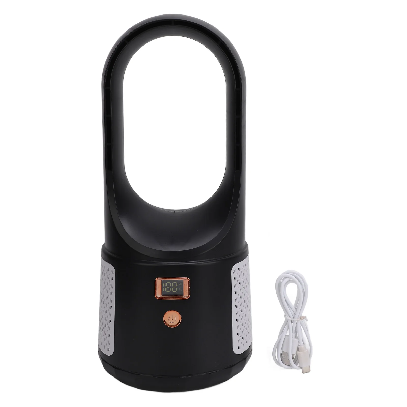 Portable Bladeless Desk Fan with Adjustable Speeds and Power Display