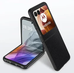 Elegant Shockproof Matte Leather Phone Case with Soft Frame Bumper Cover for Motorola Razr 2026 (Matte black)