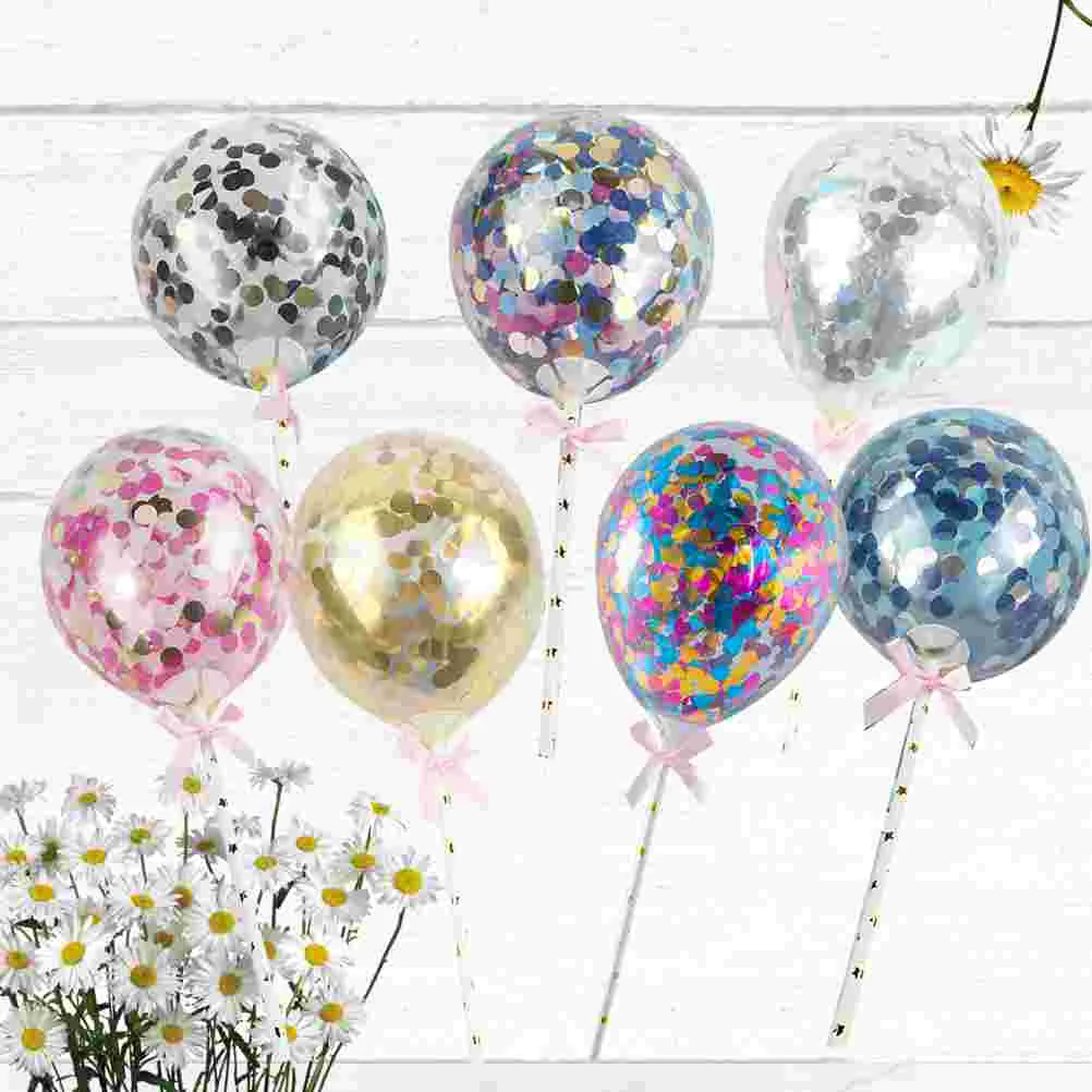 

Birthday Cake Picks Party Cupcake Decor Sequins Balloons Dessert Topper Cupcakes