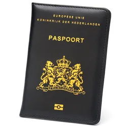 Luxurious Dutch Passport Holder with SIM Slot and Multi - functional EU Travel Wallet (Black)