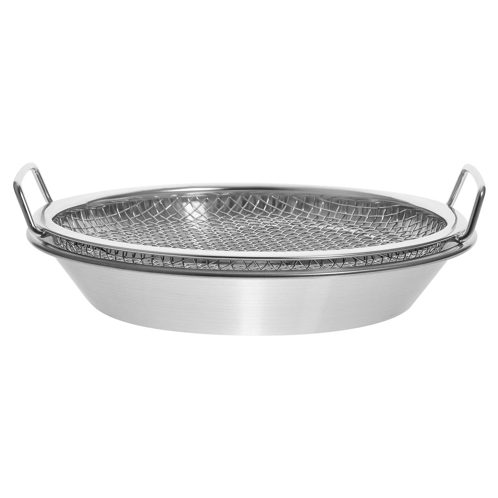 

Mesh Drain Pan Snack Serving Dish Containers Household Fried Food Holder Stainless Steel Oil Plate Dessert Roasting