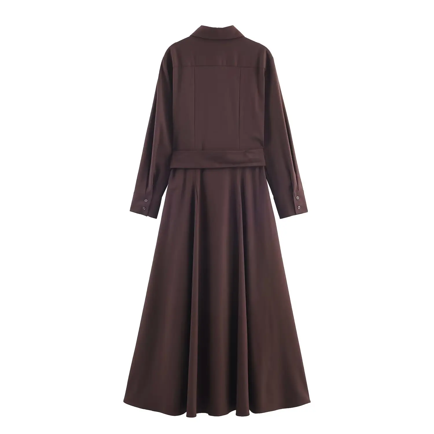 Women Spring Autumn Long Sleeve Shirt Dress With Belt Female Fashion Retro Elegant Button Midi Dress Ol Commut Casual Long Dress