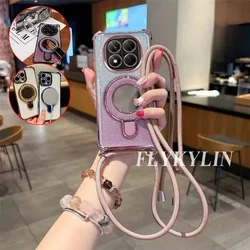 Glamorous Glitter Makeup Mirror Holder with Soft Shell and Stylish Long Back Rope for Realme 13 ProPlus 5G (1)