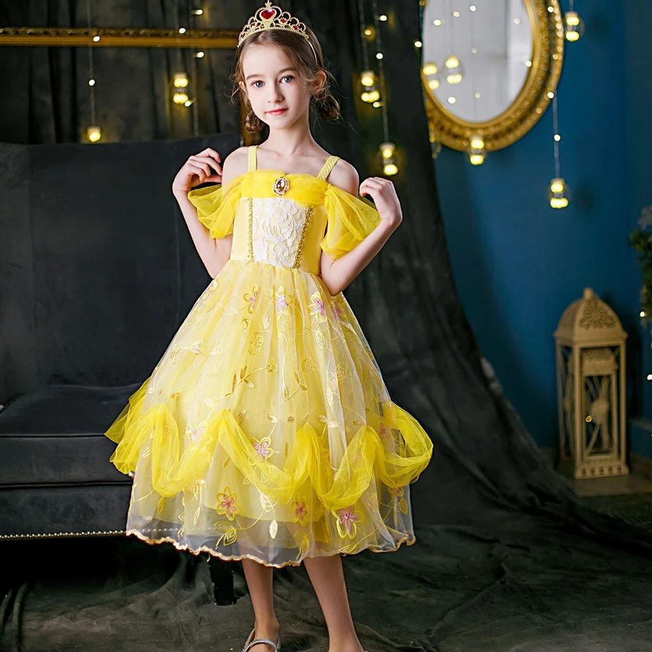Princess Dress Costume Set For Girls - Includes Crown, Wand, Jewelry & Gloves - Perfect For Birthday Party, Halloween, Or Dress-Up