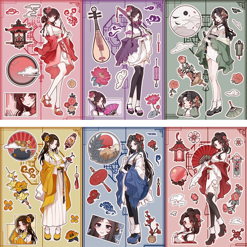 

8/16sheets Make a Face Anime Girls Stickers DIY Kawaii Puzzle Sticker for Laptop Suitcase Diary Bike Cartoon Gooka Decal Toys