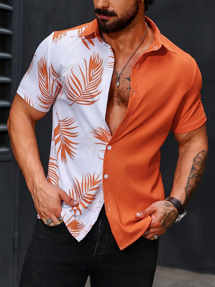 New Hawaiian Men's Short-sleeved Shirt Beach Party Fashion Men's Casual Shirt Everyday Street Summer Men's Short-sleeved Shirt 4
