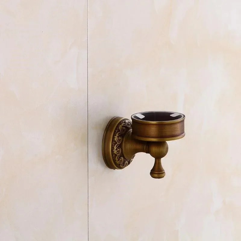Antique Brass Wall-Mounted Toilet Brush Holder - Traditional European Design