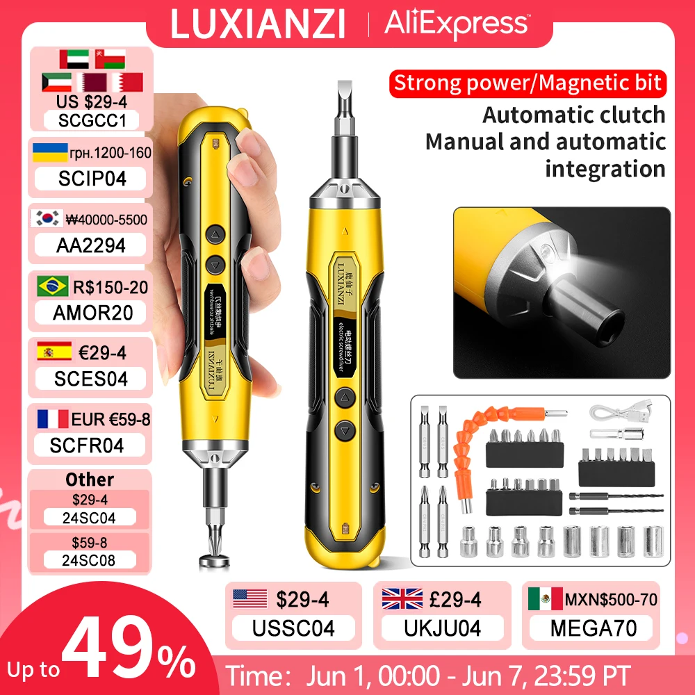 LUXIANZI Cordless Electric Screwdriver Set 6.8V Power Tool Household Combination Rechargeable Battery Mini Drill Magnetic Bit