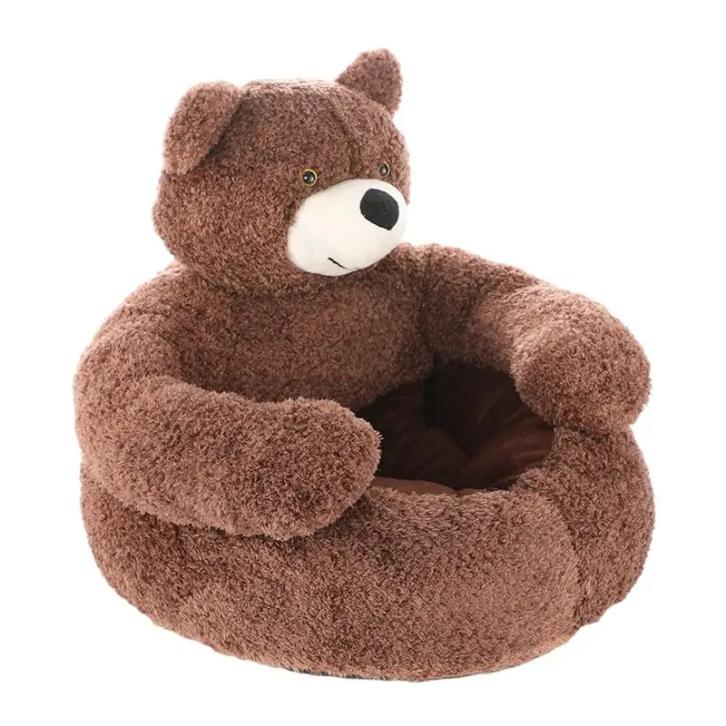 

Bear Cuddler Pet Bed Adorable Cat Sleeping Mat Dog Cat Beds Plush Pet Cushion With Non-slip Bottom Washable Pet Beds & Sofas For