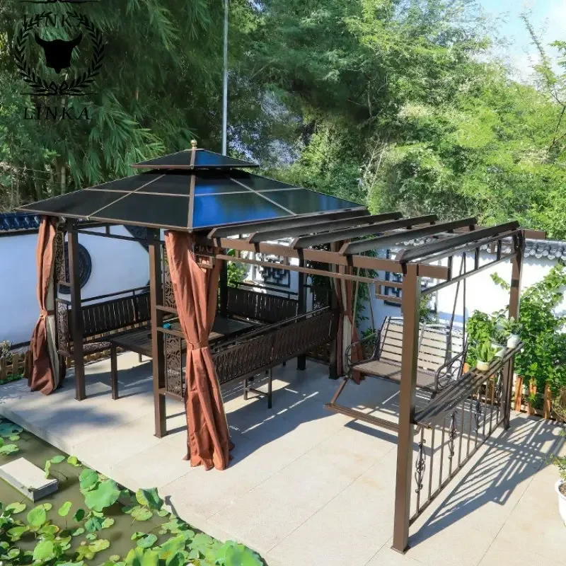 Outdoor Pavilion, Grape Frame, Courtyard, Villa, Garden, Rooftop Terrace, Leisure Pavilion, Anti-corrosion Wood Outdoor Sunshade