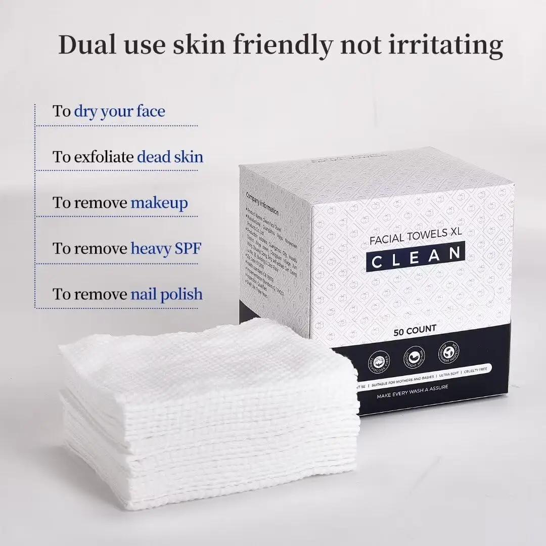 Clean Towel XL,100% USDA Bio-Based Face Towel, Disposable Face Towel, Face Towel, Makeup Remover Wipes, Super Soft, Facial Clean 4