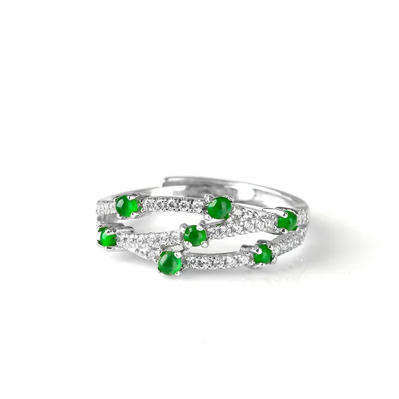 

Burmese Jade Rings 925 Silver Gemstones Emerald Natural Gift Jadeite Gemstone Gifts Jewelry Green Amulets Women Talismans Charm