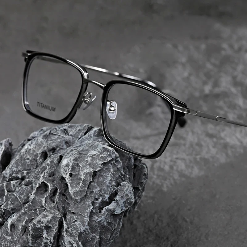 

Очки в ретро стиле для мужчин и женщин, квадратные модные индивидуализированные очки для чтения при близорукости, с оправой из титана