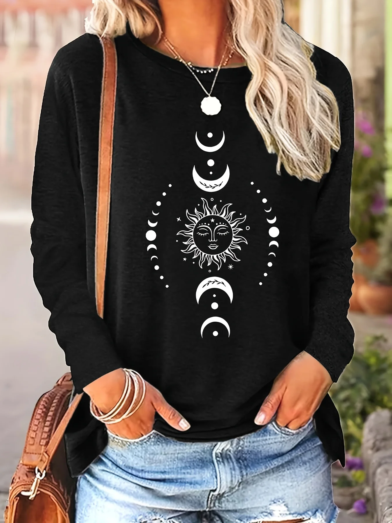 Slim Fit Womens Long Sleeve Cotton T-Shirt - Thin White Top