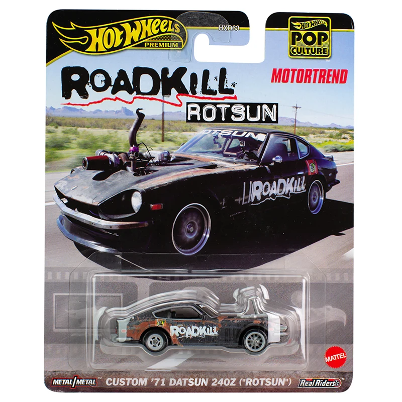 Genuine Hot Wheels Premium Car 71 Datsun 240Z Rotsun Boys Toys 1/64 Diecast Pop Culture Roadkill Motorend Model Vehicle Gift