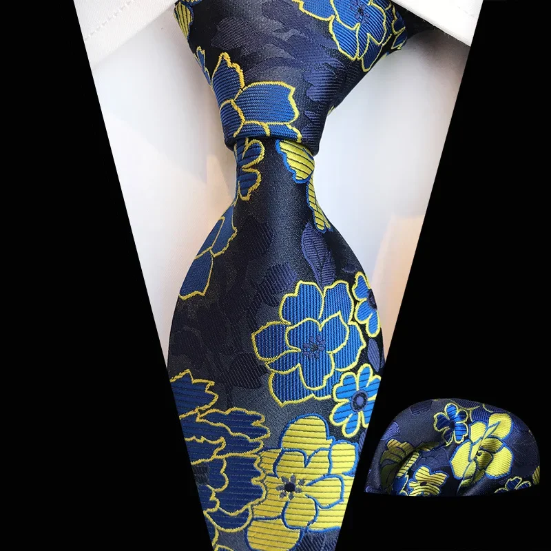 67 Colors Tie Handkerchief Set for Man 8cm Jacquard Necktie Paisley Flower Floral Neck Tie Set Wedding Evening Party Gift