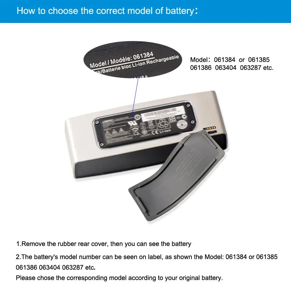 Фото Сменный аккумулятор 061384 063404 063287 061386 061385 для BOSE SoundLink Mini I, батарея для Bluetooth динамика 2330 мАч №2