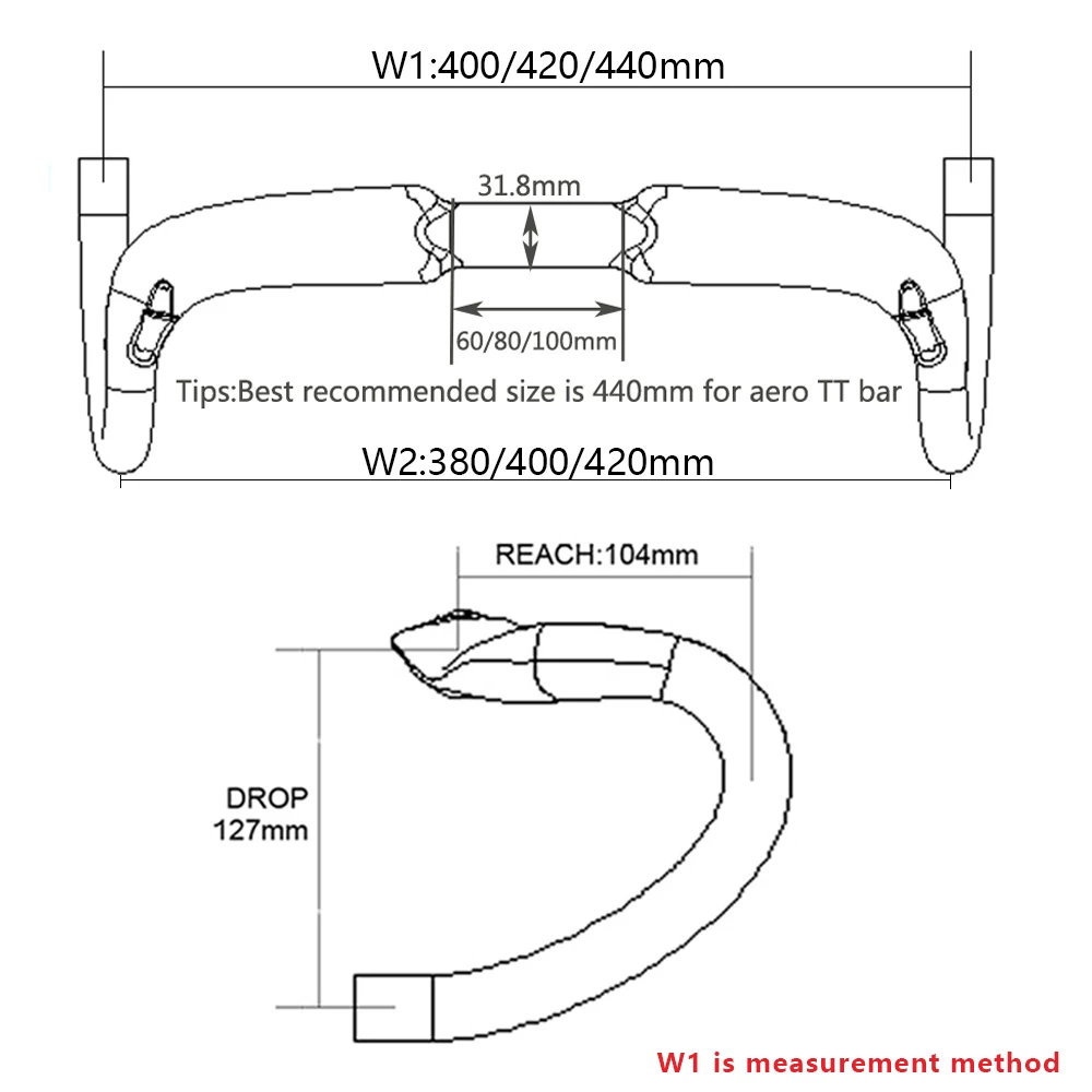 탄소 섬유 속도 핸들 바, 레이싱 자전거 벤트 바, 31.8mm, AERONOVA, 내부 라우팅, 400/420/440mm, 에어로 카본 드롭 핸들 바